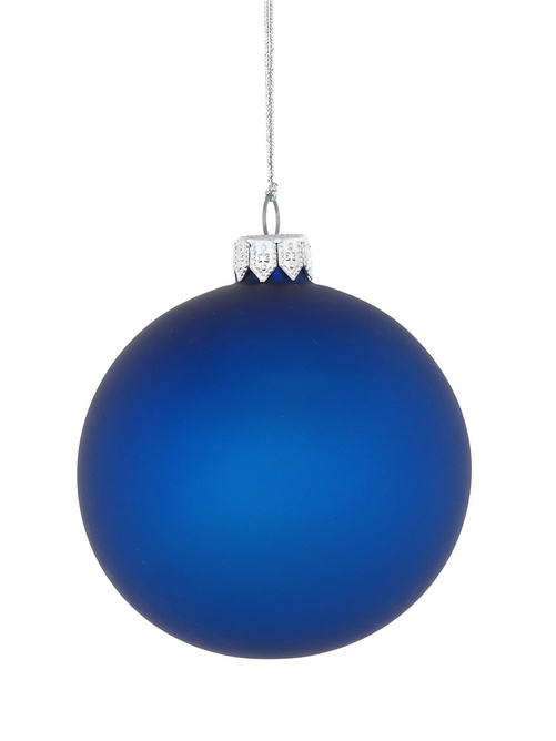 Zestaw 24 szklanych bombek choinkowych z logo w kolorze granatowym 8cm