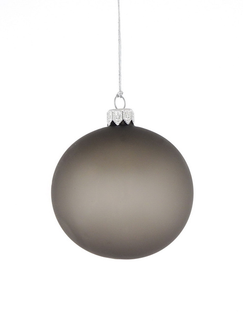 Zestaw 24 szklanych bombek choinkowych z logo w kolorze grafitowym 8cm 