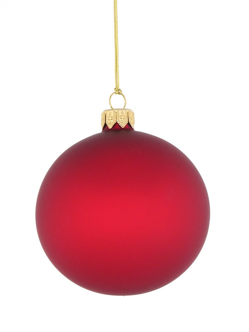 Zestaw 24 szklanych bombek choinkowych z logo w kolorze burgundowym 8cm 