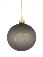 Zestaw 24 szklanych bombek choinkowych z logo w kolorze grafitowym 8cm 
