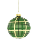 4 szklane bombki choinkowe w zielonym kolorze z motywem kratki