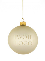 Zestaw 24 szklanych bombek choinkowych z logo w kolorze beżowym 10cm 