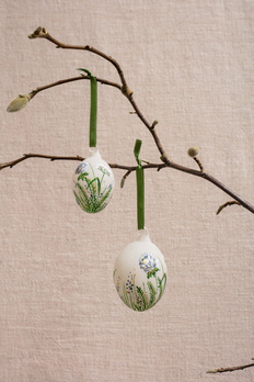 Ozdoba wielkanocna 2 szklane jajka z motywem polnych kwiatów