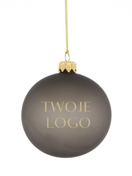 Zestaw 24 szklanych bombek choinkowych z logo w kolorze grafitowym 8cm 