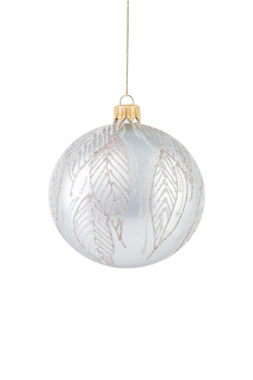 Zestaw 6 szklanych bombek choinkowych z motywem listków