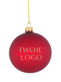Zestaw 24 szklanych bombek choinkowych z logo w kolorze burgundowym 8cm 